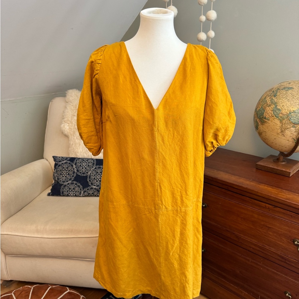 Emerson Fry Goldenrod puff sleeve soft linen Dress